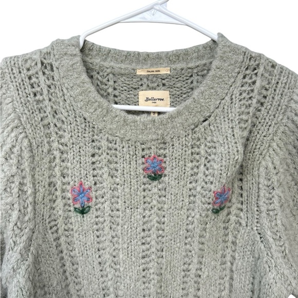 Bellerose Italian Yarn Alpaca Wool Short Sleeve Sweater - Size 2 - Green Floral - Picture 6 of 12